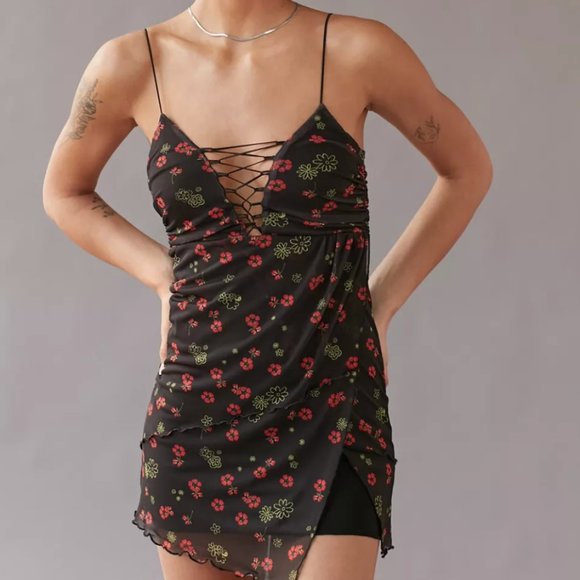 Urban Outfitters | NWT Bright Side Lace-Up Mini Dress - Picture 10 of 13